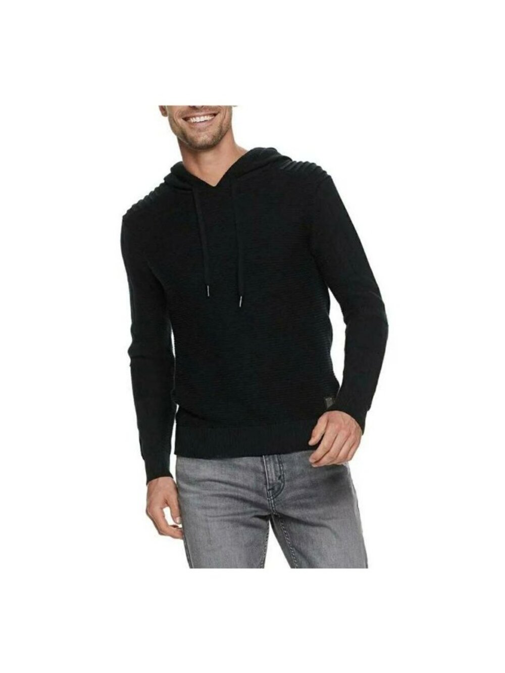 Xray Drawstring Hoodie 100% Cotton Pullover Sweater Black Long Sleeve Mens S NEW